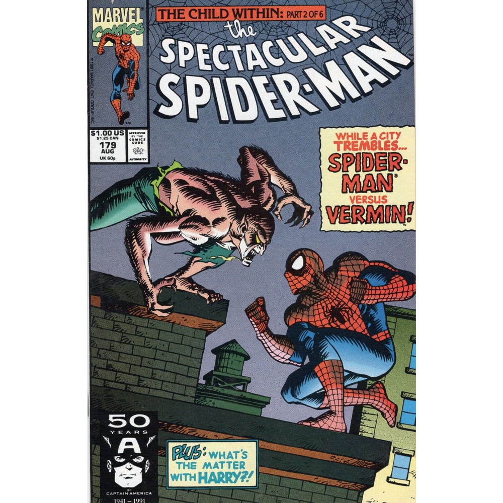 Spectacular Spider-Man 179 Marvel Comics 1991 Spider-Man vs Vermin VF NM